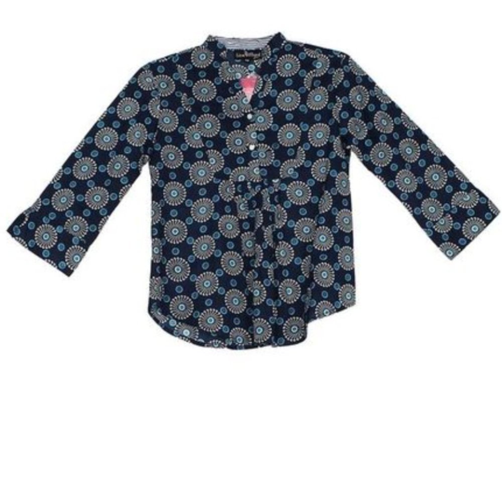 Liza Byrd Elliot Top Navy Print Size Small